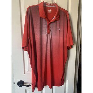 Puma Mens Red Golf Polo Shirt XXL With Checkered Pattern